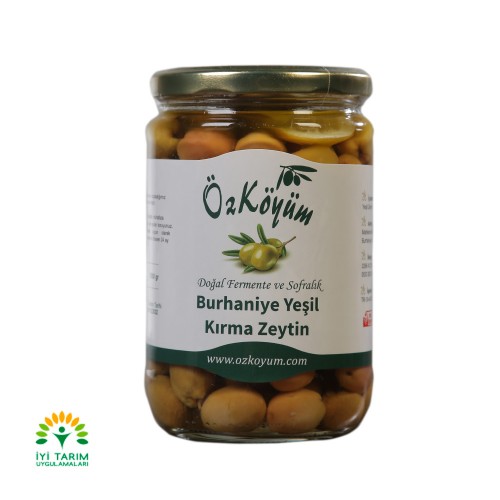 Burhaniye Kırma Yeşil Zeytin 500 Gr Cam Kavanoz