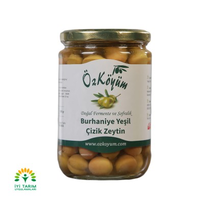 Burhaniye Yeşil Çizik Zeytin 500 Gr Cam Kavanoz