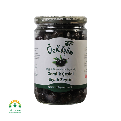 Gemlik Duble Yağlı Sele Siyah Zeytin 500 Gr Cam Kavanoz