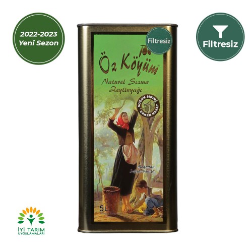 Filtresiz - Naturel Sızma Erken Hasat Soğuk Sıkım Zeytinyağı 5 LT