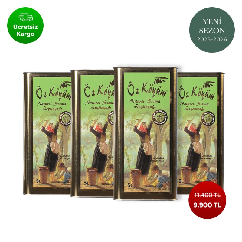 Naturel Sızma Erken Hasat Soğuk Sıkım Zeytinyağı 4 x 5 LT