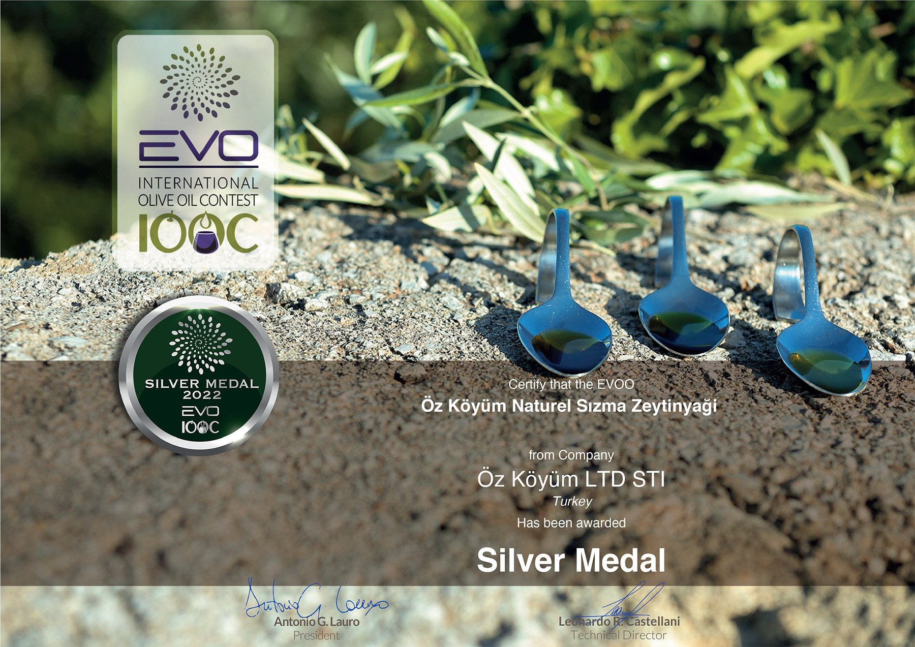 EVO International Olive Oil Contest 2022 - Gümüş Madalya